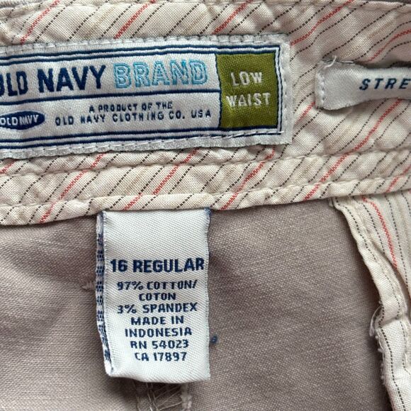 Old Navy Women Pants Chino Khaki Wide Leg Cuffed Y2K Vintage Stretch Sz 16 C108 - Picture 8 of 10